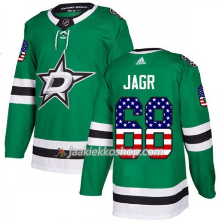 Miehille NHL Dallas Stars Pelipaita Jaromir Jagr 68 Adidas 2017-2018 Kelly Vihreä USA Flag Fashion Authentic